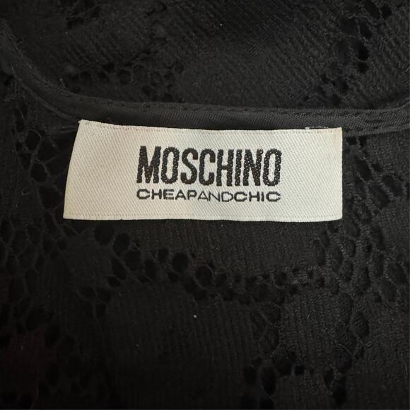 Moschino Cheap and Chic Cotton Lace Shift Fitted Midi Dress Black Size USA 8 - Picture 4 of 5